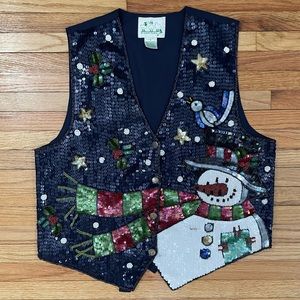 Sequin & Beaded Snowman Vest